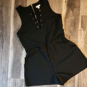 Xhilaration Black Lace-Up Romper